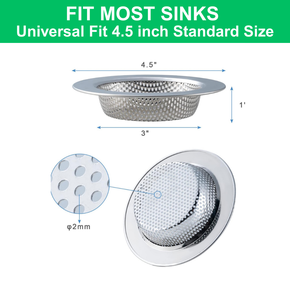 2-Pack Kitchen Sink Strainer – Stainless Steel, 4.5 Inch, Rust-Free, Dishwasher Safe